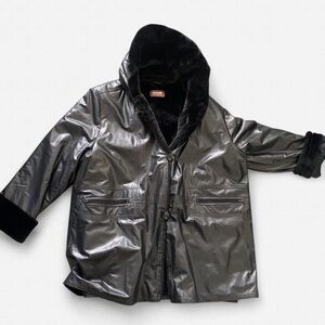 Black Faux leather and Fur Jacket